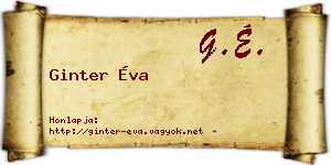 Ginter Éva névjegykártya